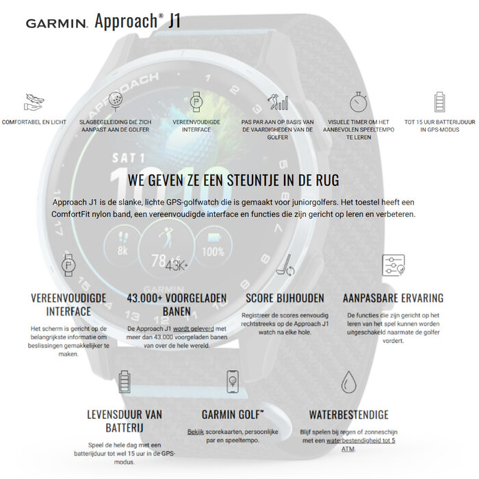 Garmin Garmin Approach J1 Junior GPS Golfhorloge 2026 - Zwart