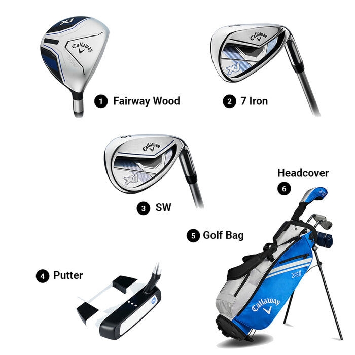Callaway Callaway XJ1 Blau-Weiß 7-teiliger Junior Golfsatz | Standbag (Unisex 3-5 Jahre)