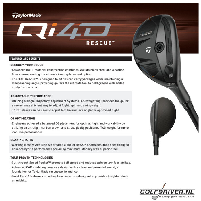 TaylorMade TaylorMade Qi4D Hybrid 2026 - LEFT