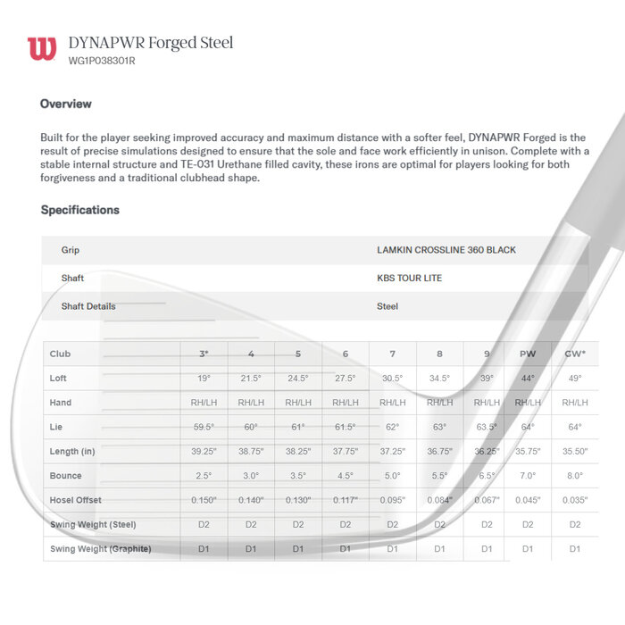 Wilson Wilson DynaPower Forged Irons 5-PW 2026 (graphite shaft)