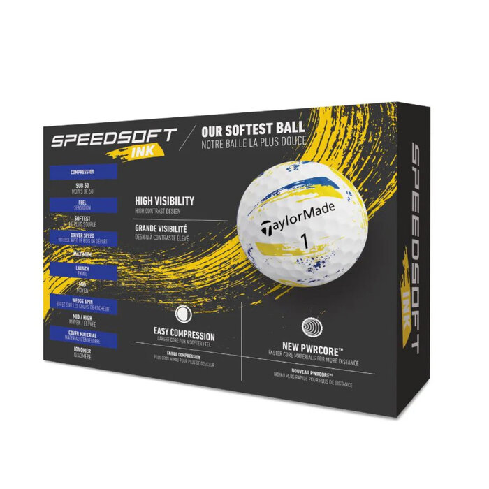 TaylorMade TaylorMade SpeedSoft Ink Golfballen 2026 - Blauw Geel - 12-Stuks