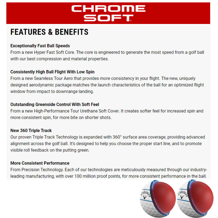 Callaway Callaway Chrome Soft Triple Track Golf Balls 2024 - White- 12-Pack