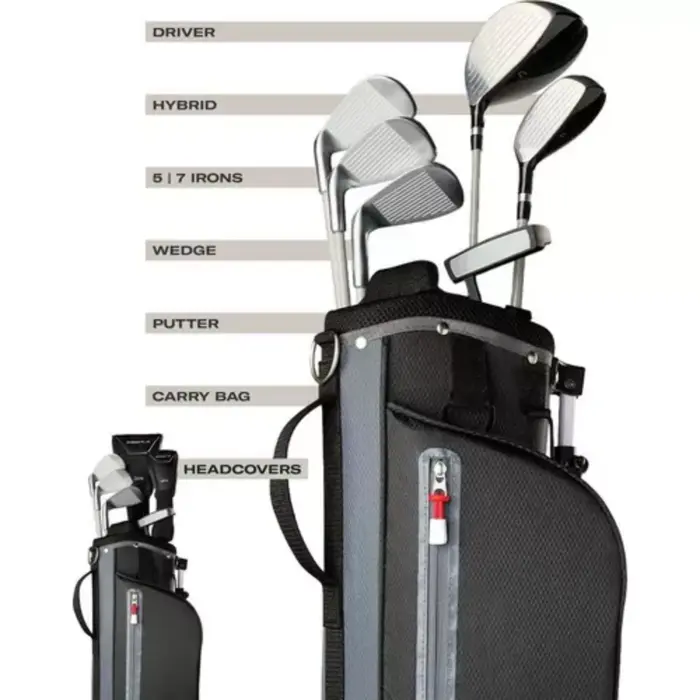 Wilson Wilson Profile Set de Golf Junior de 9 Piezas | Bolsa de golf trípode - Negro Gris (11-14 Años)