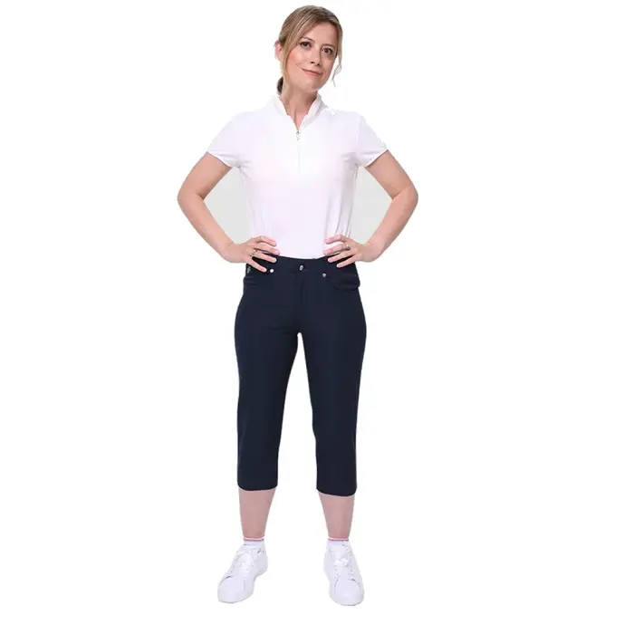 Pure Golf Pantalon de golf Capri Pure Golf Trust2 pour femmes - Bleu marine