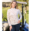 Pure Golf Pure Golf Serenity Zip Top Golfshirt met Lange Mouwen - Bruin Wit