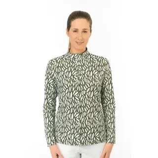 Pure Golf Pure Golf Serenity Zip Top Golfshirt met Lange Mouwen - Wit Groen