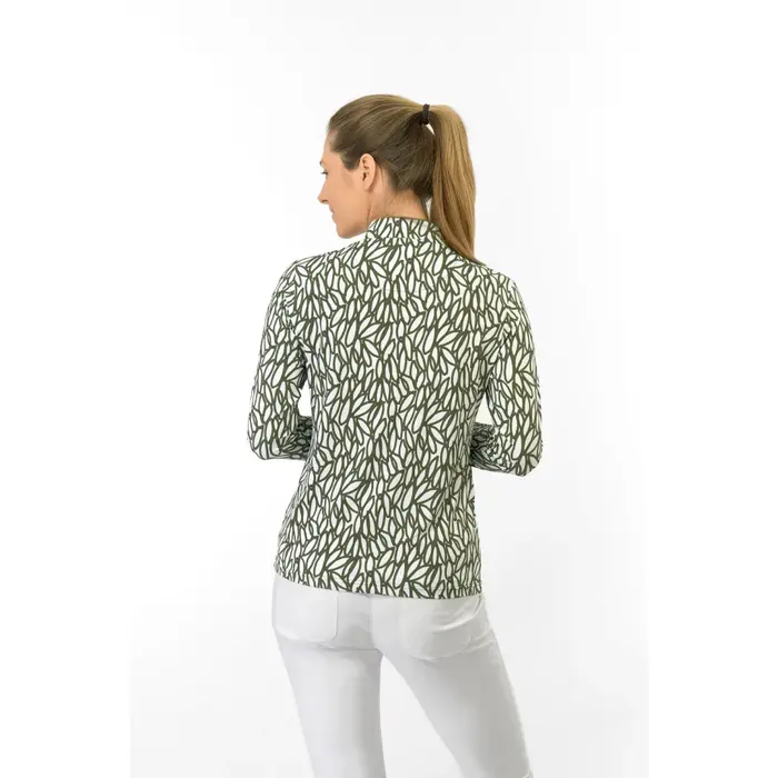 Pure Golf Pure Golf Serenity Zip Top Golfshirt à Manches Longues - Blanc Vert