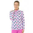 Pure Golf Pure Golf Serenity Zip Top Golfshirt met Lange Mouwen - Roze Wit Blauw