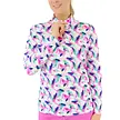 Pure Golf Pure Golf Serenity Zip Top Golfshirt met Lange Mouwen - Roze Wit Blauw