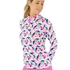 Pure Golf Serenity Zip Top Golfshirt à Manches Longues - Rose Blanc Bleu