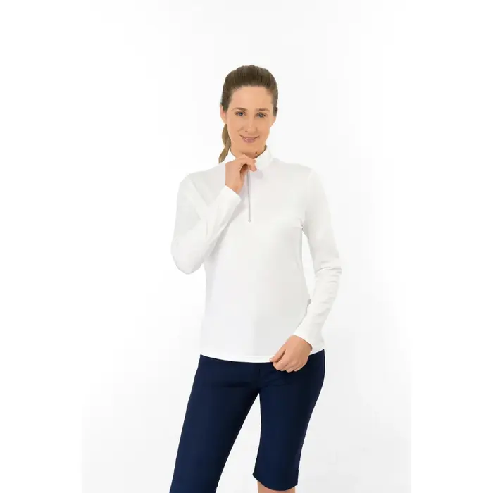 Pure Golf Pure Golf Tranquility2 Zip Top Golfshirt met Lange Mouwen - Wit