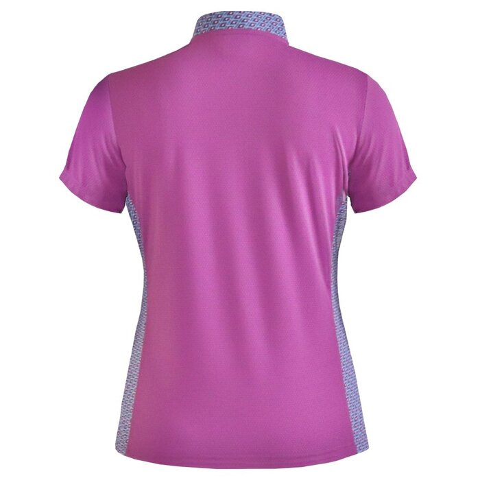 Island Green Island Green Geo Print Mandarin Boord Dames Polo Shirt - Roze