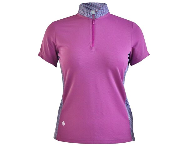 Island Green Island Green Geo Print Col Mandarin Polo Femme - Rose