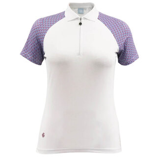 Island Green Island Green Geo Print Mandarin Boord Dames Polo Shirt - Wit