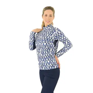 Pure Golf Pure Golf Balance Zip Top Golfshirt met Lange Mouwen - Blauw Wit