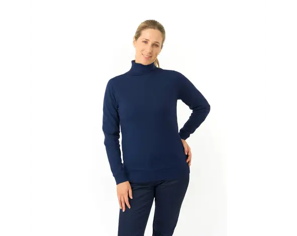 Pure Golf Pure Golf Sarah Rollkragenpullover mit Fellfutter - Marineblau