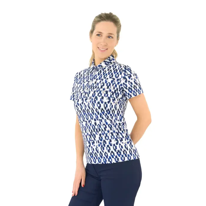 Pure Golf Pure Golf Amity Polo Golfshirt met Korte Mouwen - Blauw Wit