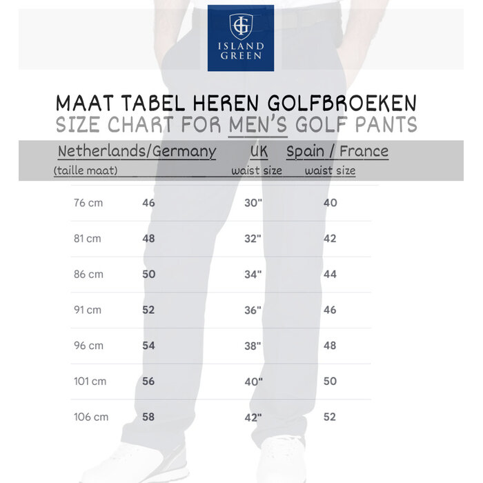 Island Green Island Green Tour Stretch Tapered Golfhose - Marineblau
