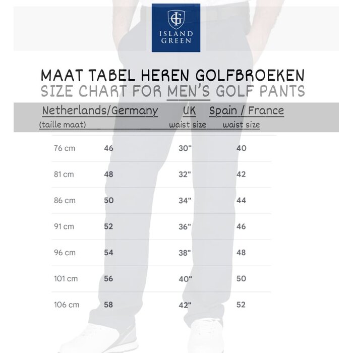 Island Green Island Green Tour Stretch Tapered Golfhose - Grau