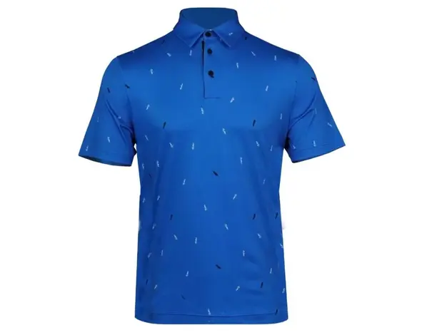 Island Green Island Green All Over 'Golf' Print Herren Poloshirt - Blau