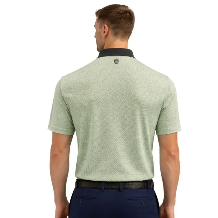 Island Green Island Green All Over 'Chain' Print Herren Poloshirt - Grün Grau Weiß