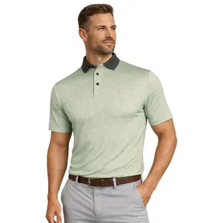 Island Green Island Green All Over 'Chain' Print Hombre Polo de Golf - Verde Gris Blanco