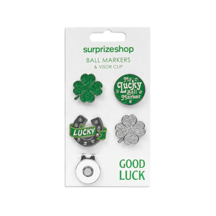 Surprizeshop Surprizeshop Good Luck Golf Ball Marker and Visor Clip Set - Green