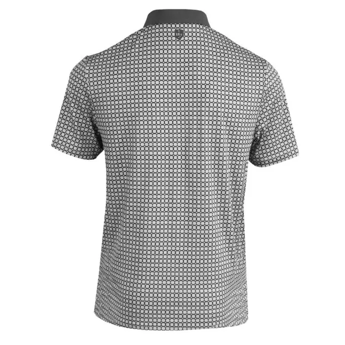 Island Green Island Green All Over 'Chain' Print Herren Poloshirt - Grau Weiß