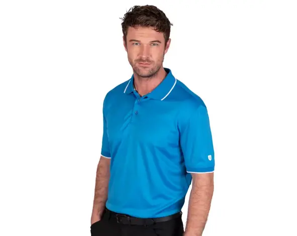 Island Green Island Green Performance Men's Polo Shirt - Sky Azure