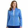 Island Green Feather Print Stretch Dames Top Layer - Blauw