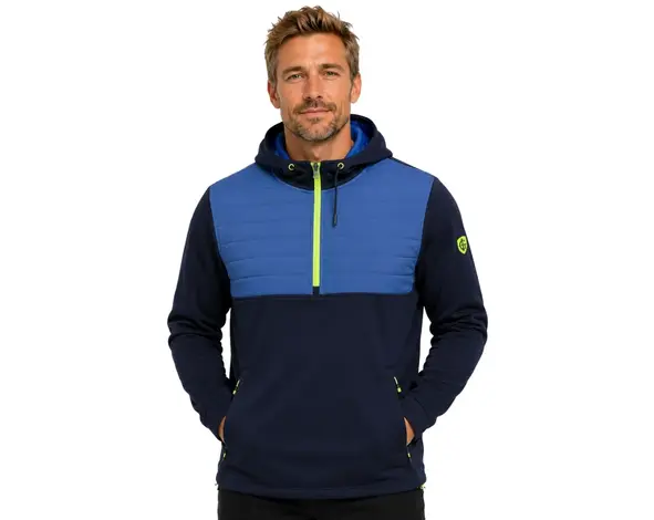 Island Green Island Green Padded Technical Herren Hoodie - Marineblau Grün