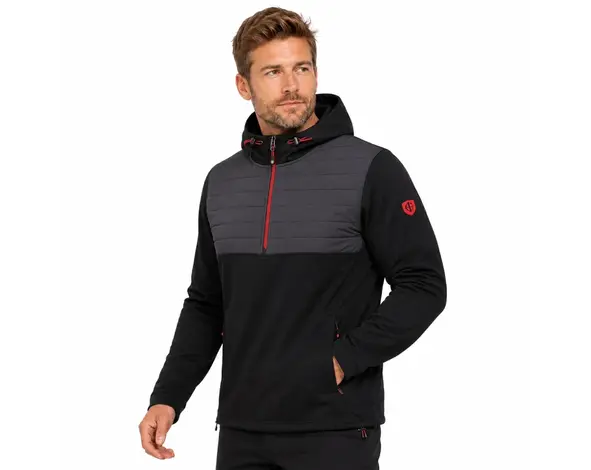 Island Green Island Green Padded Technical Homme Sweat à Capuche - Noir Rouge