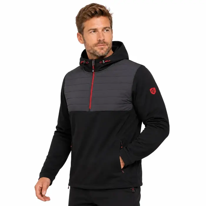 Island Green Island Green Padded Technical Heren Hoodie - Zwart Rood