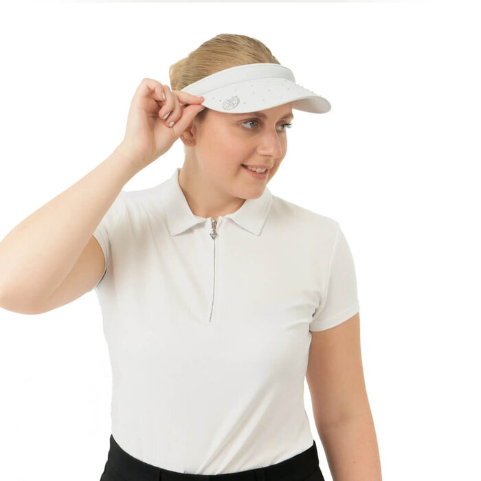 Surprizeshop Surprizeshop Visera de Golf con Clip y Cristales para Mujer con Marcador de Bola - Blanco