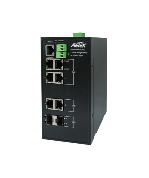 Aetek Industrial L2 PRO Gigabit 30W PoE Switch w/ 12~56VDC Input