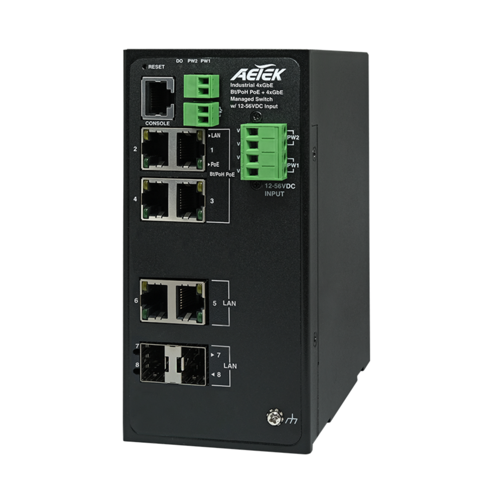 Aetek D60-044-91-DC : Industrial 4*90W bt PoE