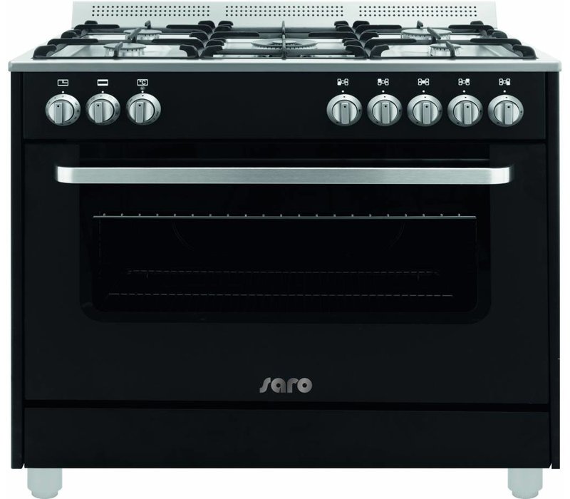 Gasfornuis 5 Pits + Elektrische Oven Zwart 230V 900x600x850(h)mm