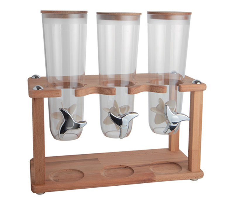 Muesli Dispenser Houten Standaard 3x 1,5 Liter 440x200x(H)430mm