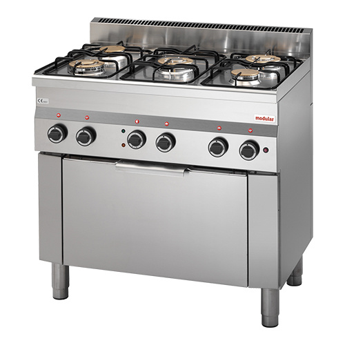 Gasfornuis 5 Pits Met Gasoven en Elektrische Grill 17,4 GkW 900x600x(H)850mm