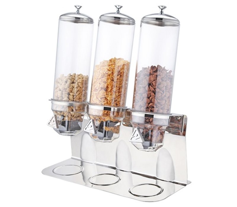 XXLselect Muesli Dispenser RVS 540x240x(H)600mm 3x 4 Liter