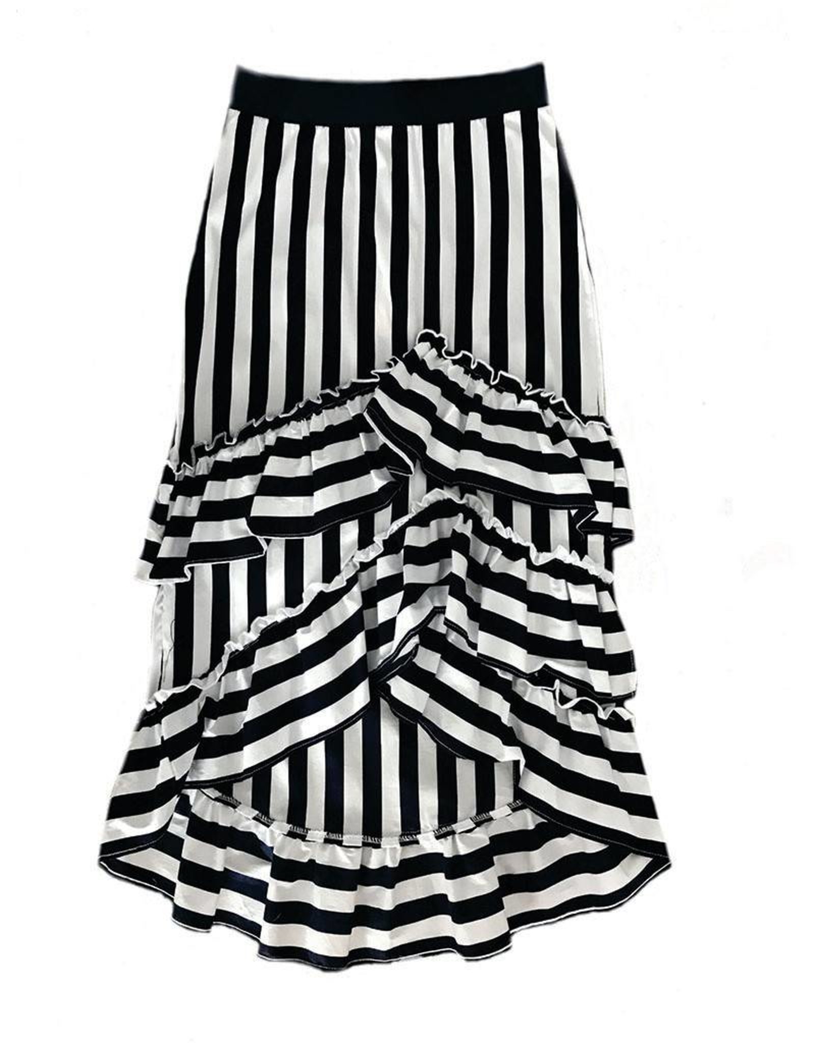 Que Guapa Blue striped ruffles skirt