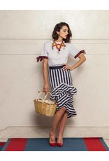 Que Guapa Blue striped ruffles skirt