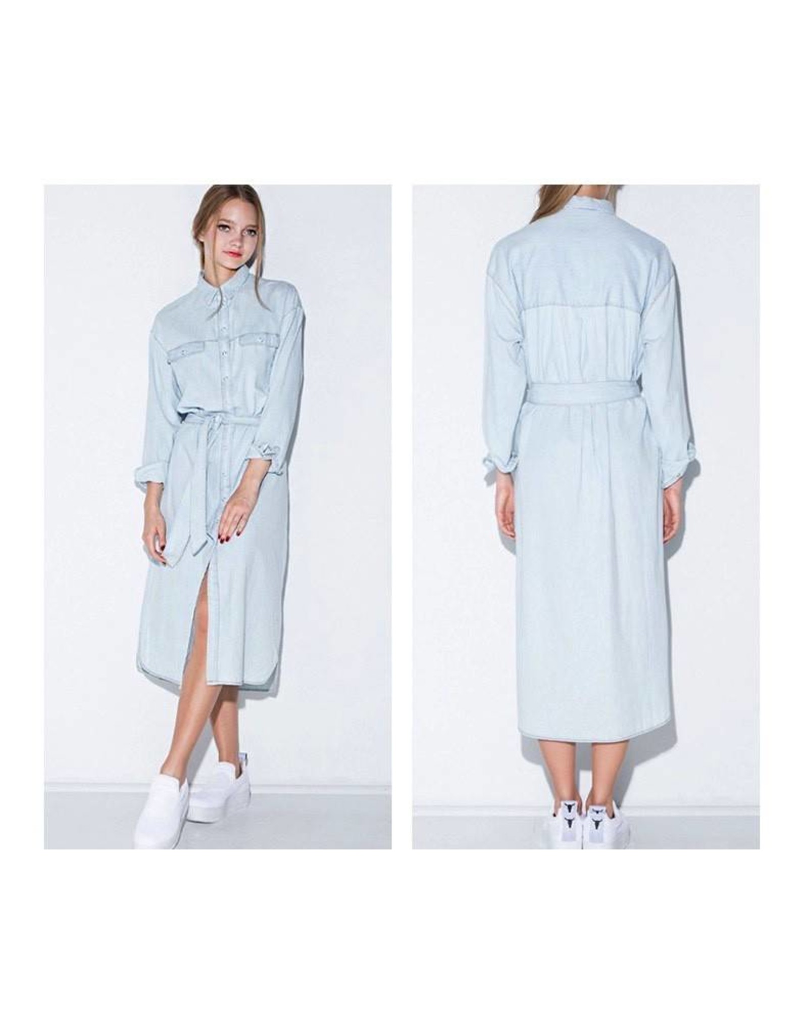 Love Shop Pray Midi denim dress