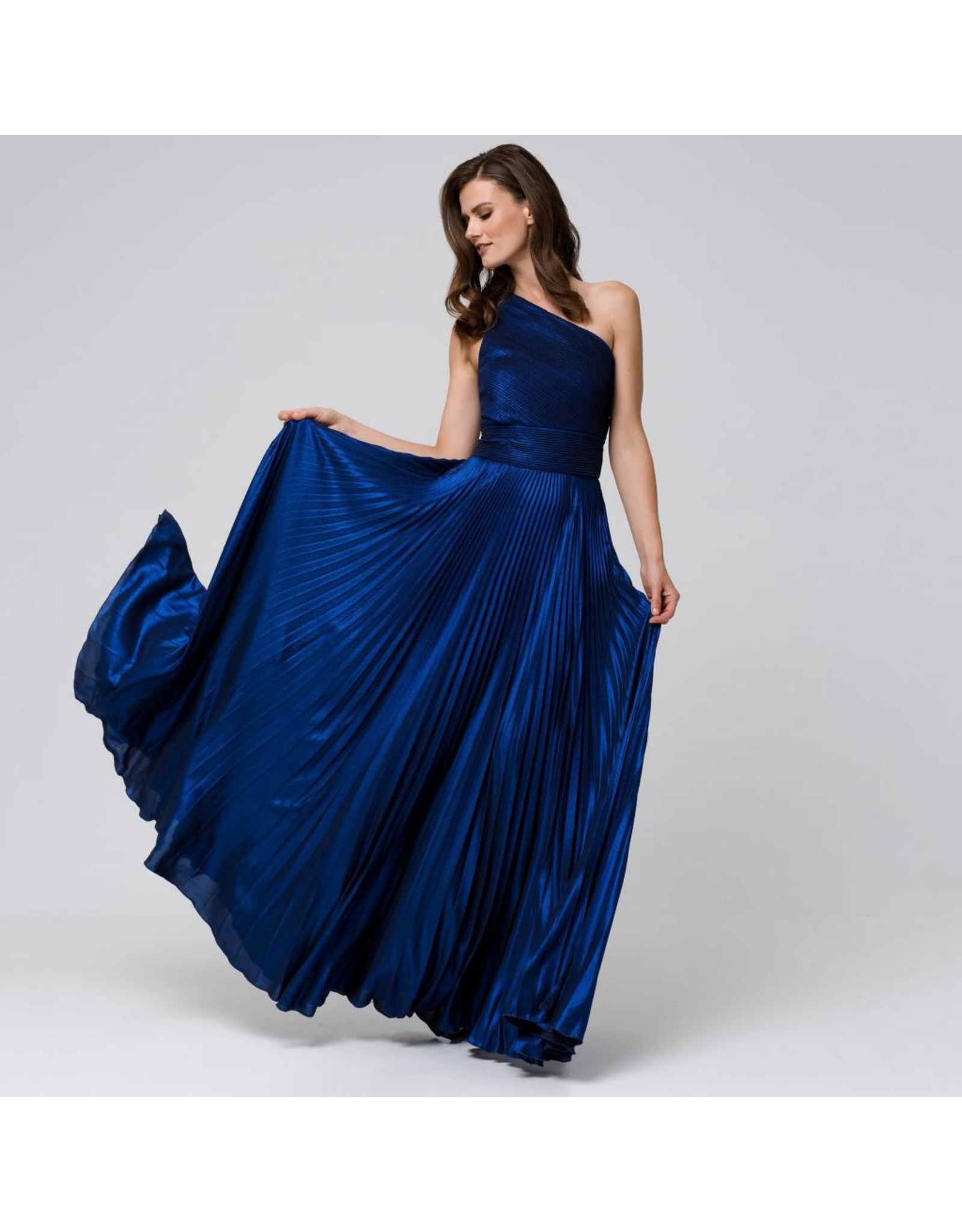 Access Abee Fashion Maxi one shoulder glitter moussline pleated dress
