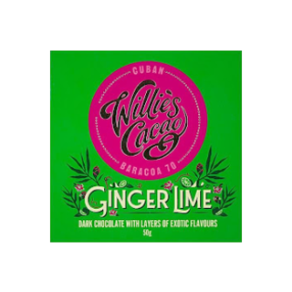 Willie's Cacao Ginger Lime with Cuban 70 Dark Chocolate  -  Willie's Cacao  - 50g