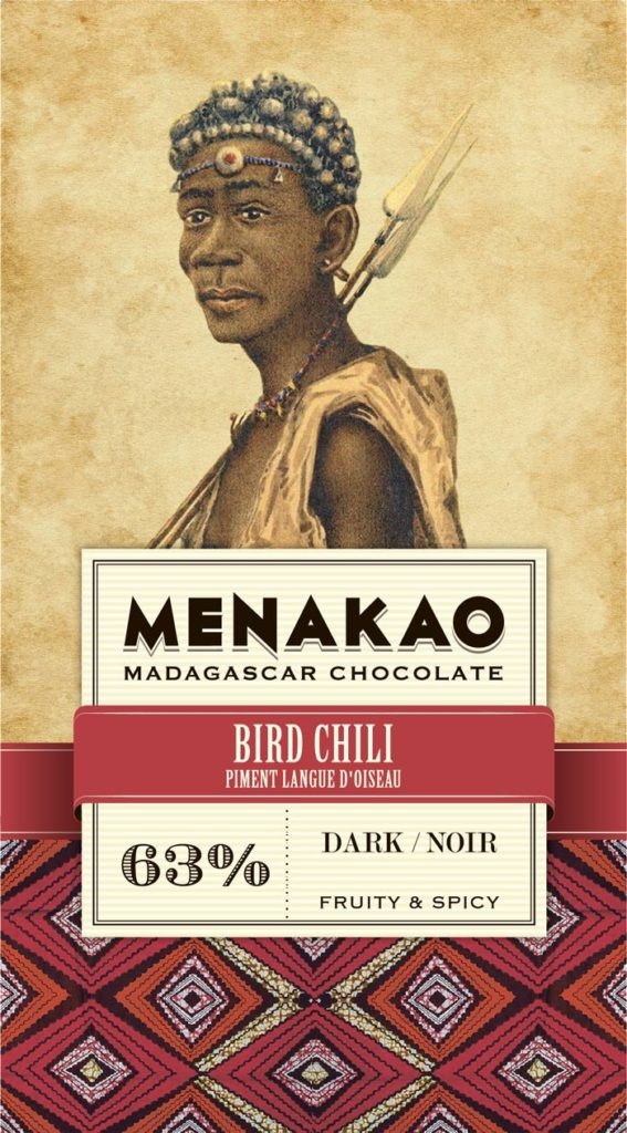 Menakao Chocolates Bird Chili 63% (Dark) - Menakao Madagascar Chocolate - 75g