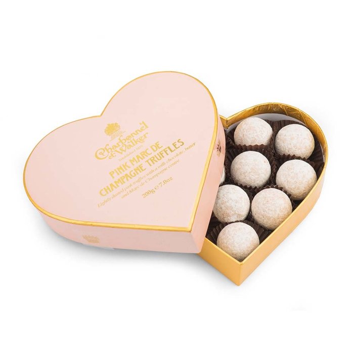 Charbonnel & Walker Pink Heart Box Marc de Champagne Truffles- Charbonnel et Walker - 200g
