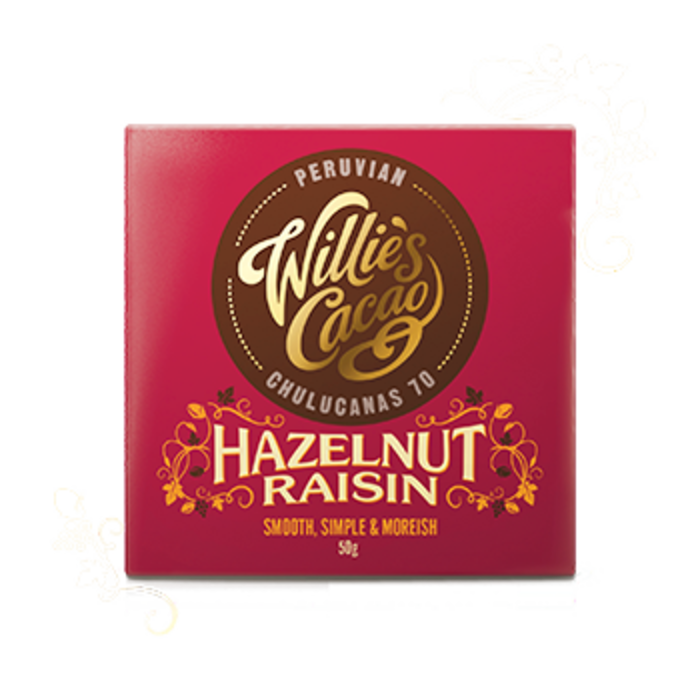 Willie's Cacao Peruvian 70%-  Hazelnut & Raisin-  Willie's Cacao  - 50g