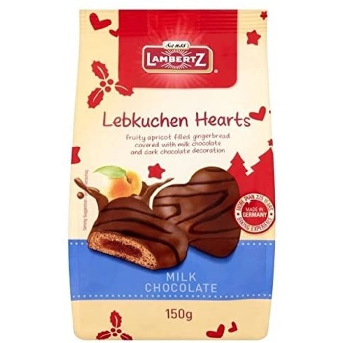 Lebkuchen Milk Chocolate Fruit Filled Hearts - Lambertz - 150g
