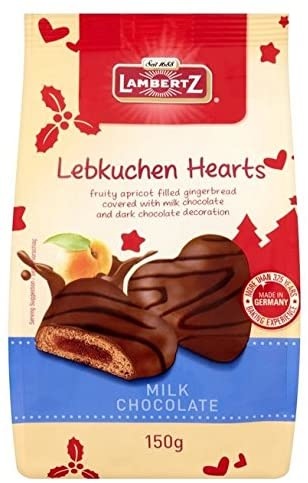Lebkuchen Milk Chocolate Fruit Filled Hearts - Lambertz - 150g